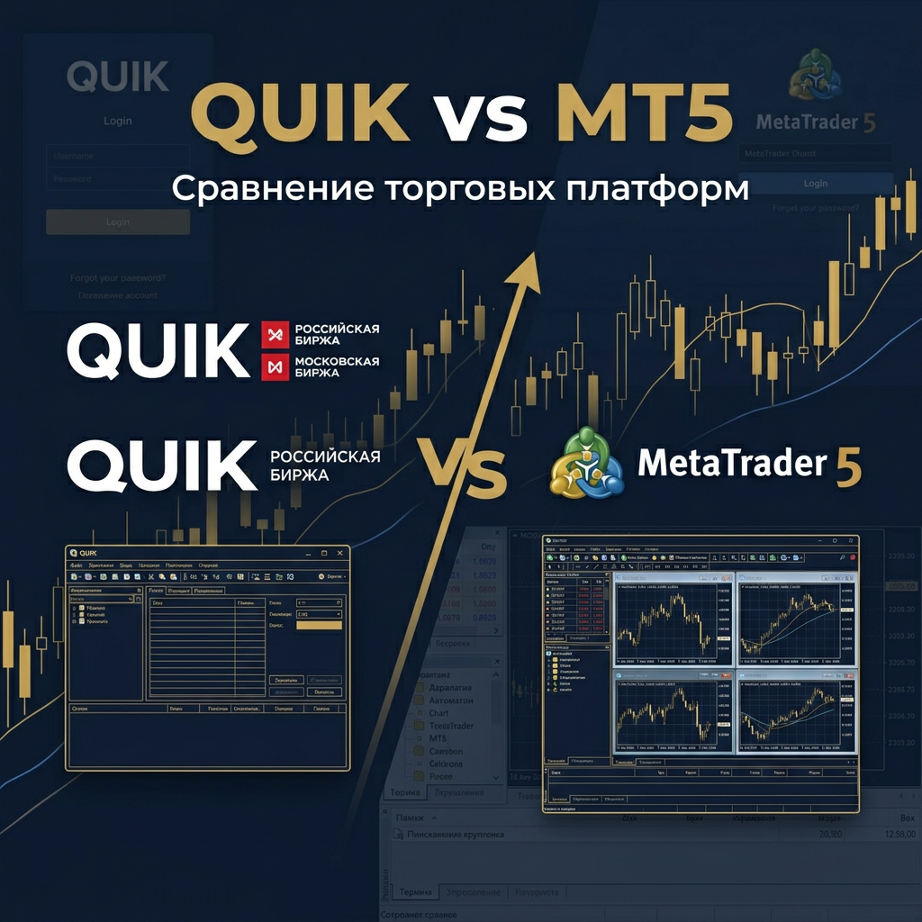 Обложка статьи: сравнение QUIK и MetaTrader 5 для автоматизации торговли