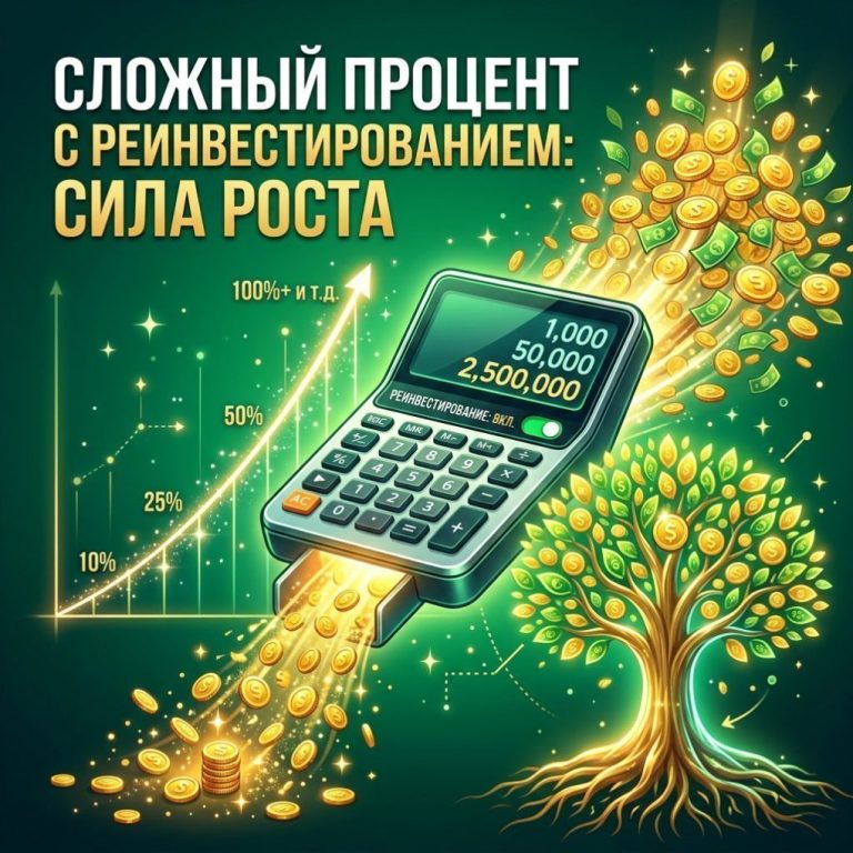 Калькулятор сложного процента с реинвестированием