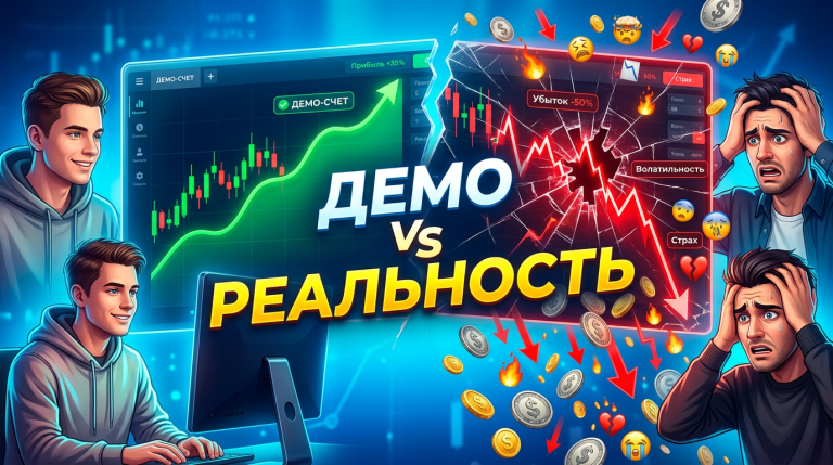 Визуальный парадокс трейдинга: демо-счет против реальности.