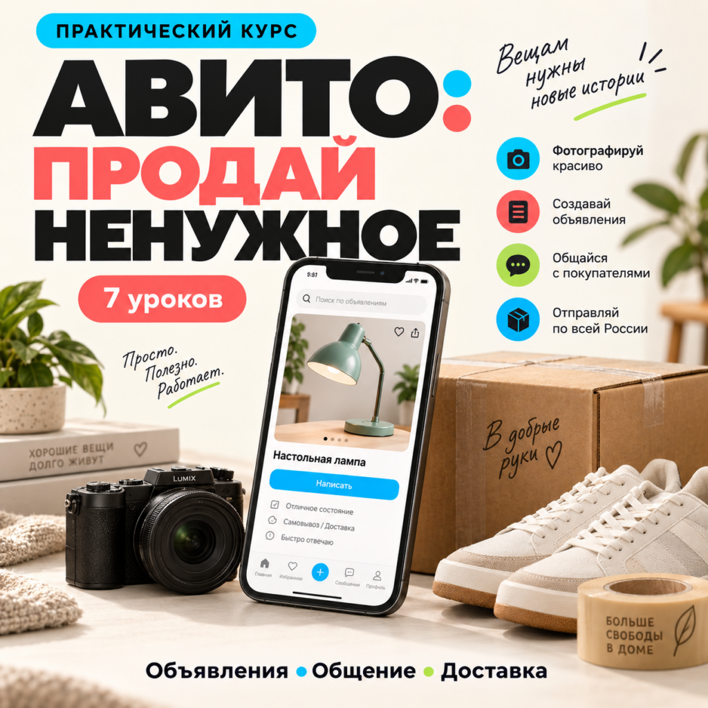 Обложка курса продаж на Авито с графиком роста