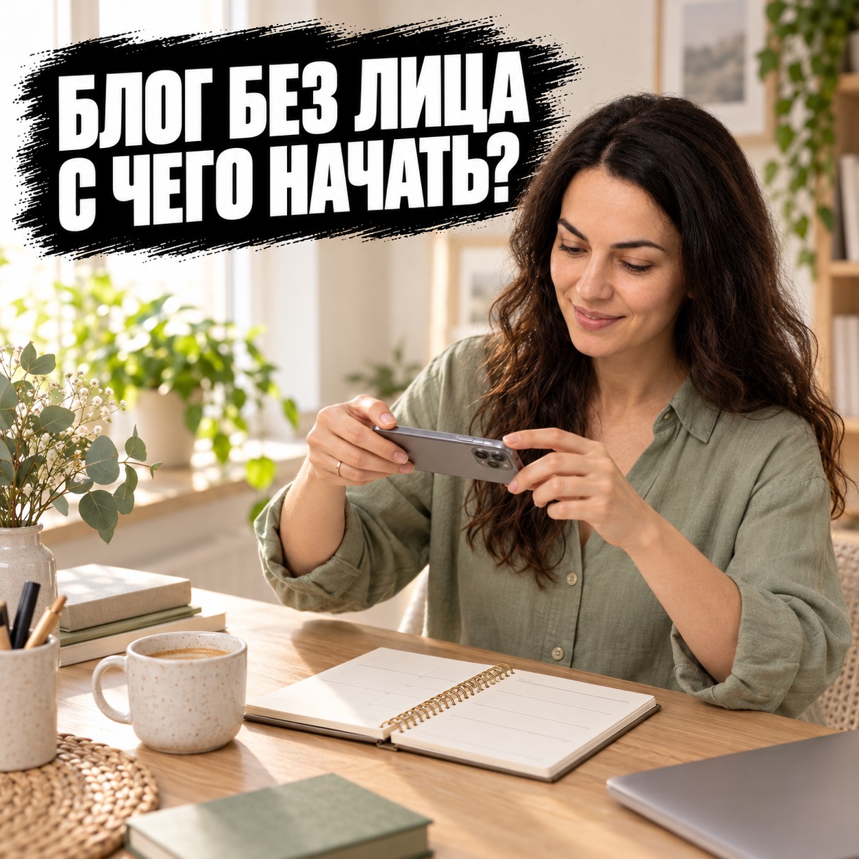 Героиня фотографирует ежедневник для блога без личных фото