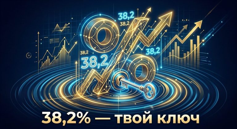 Графический ключ и золотой процент 38,2 на графике.