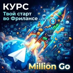 Обложка курса по фрилансу в Telegram Million Go.
