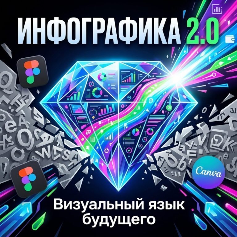 Яркая обложка курса по инфографике 2.0