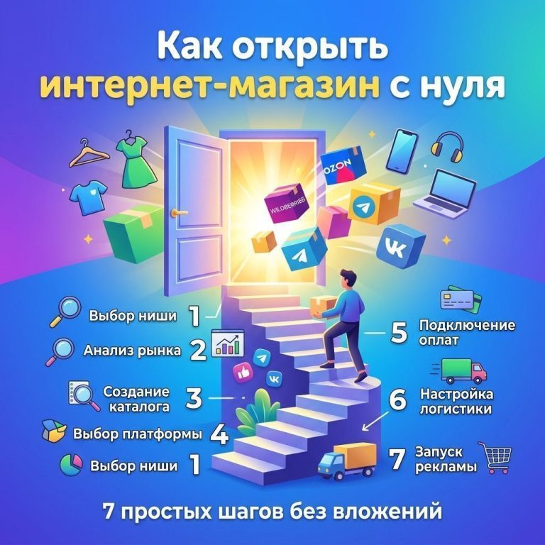 Обложка: 7 шагов для открытия интернет-магазина