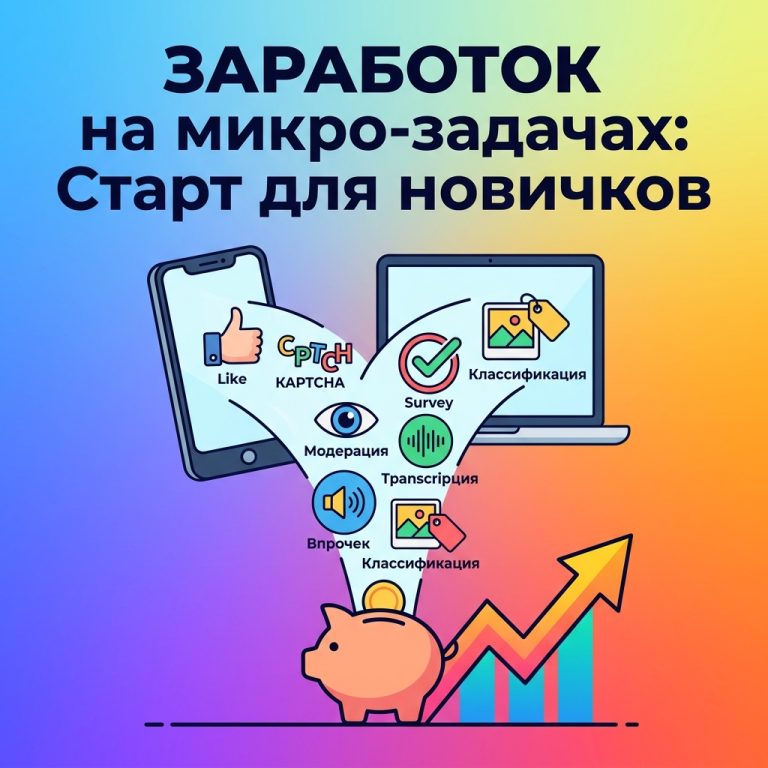 Иллюстрация заработка на онлайн-заданиях для новичков