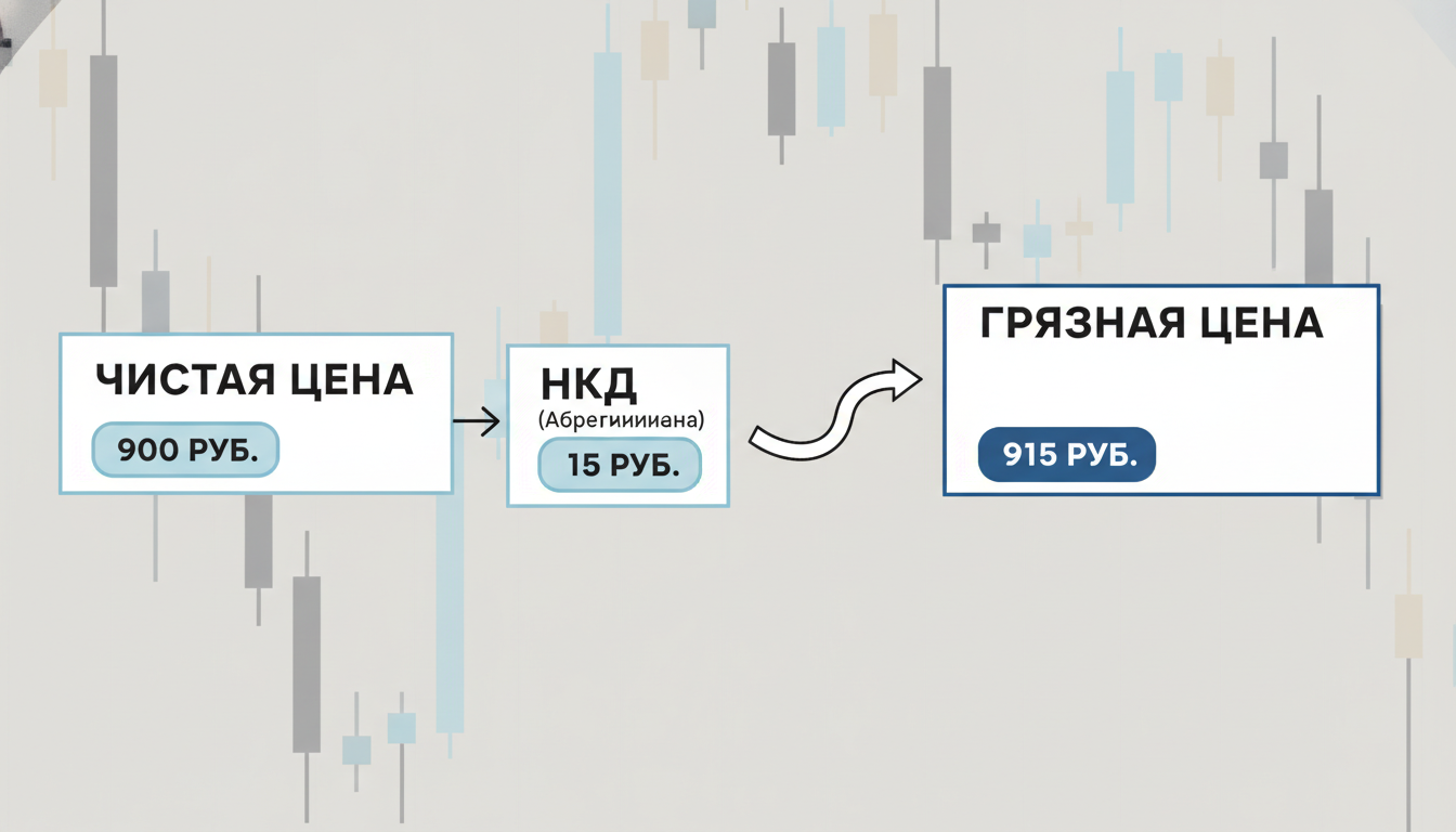 Составляющие цены облигации Схема чистая цена плюс НКД равно грязная цена