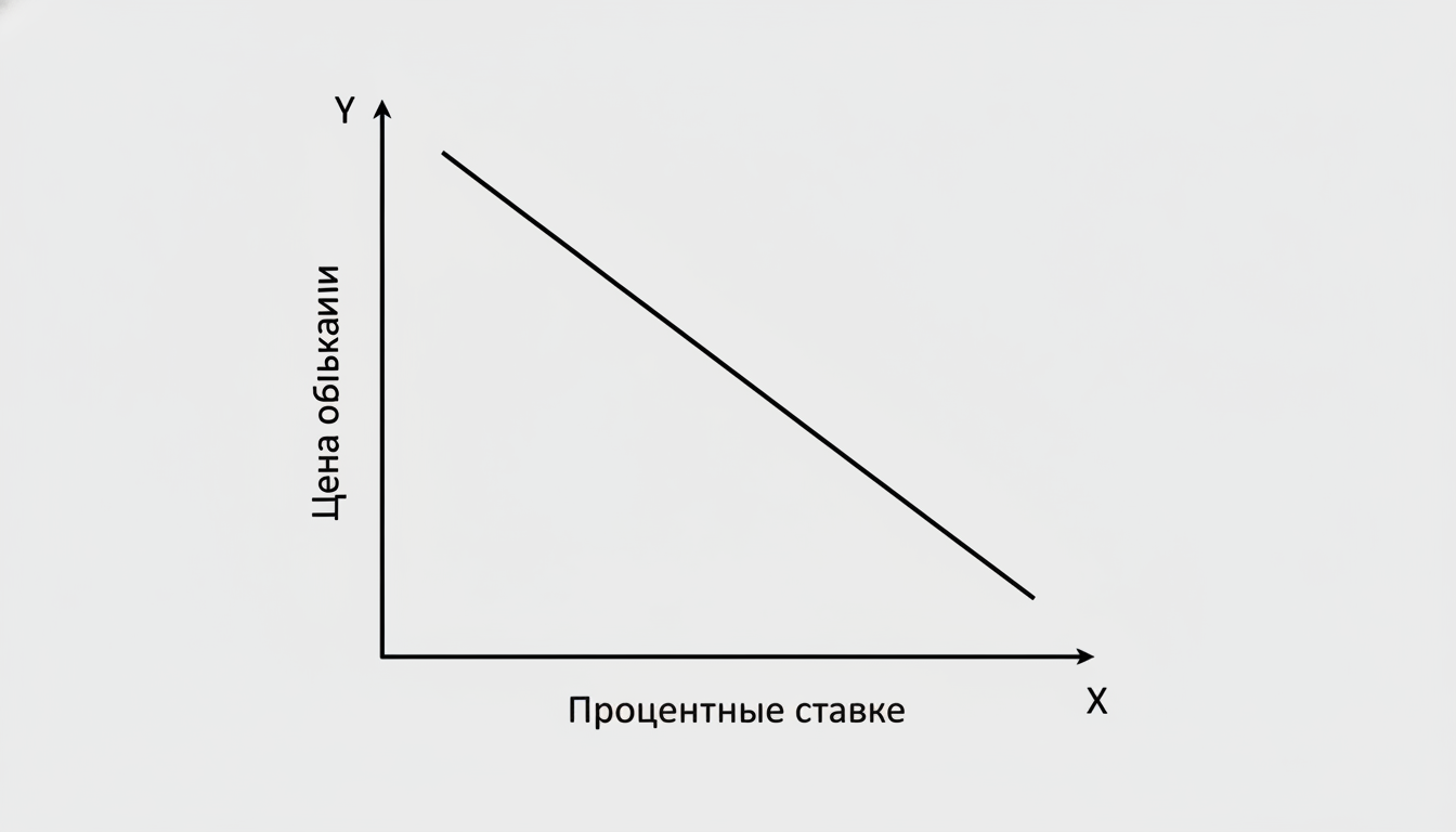 График обратной зависимости цены облигации от процентных ставок