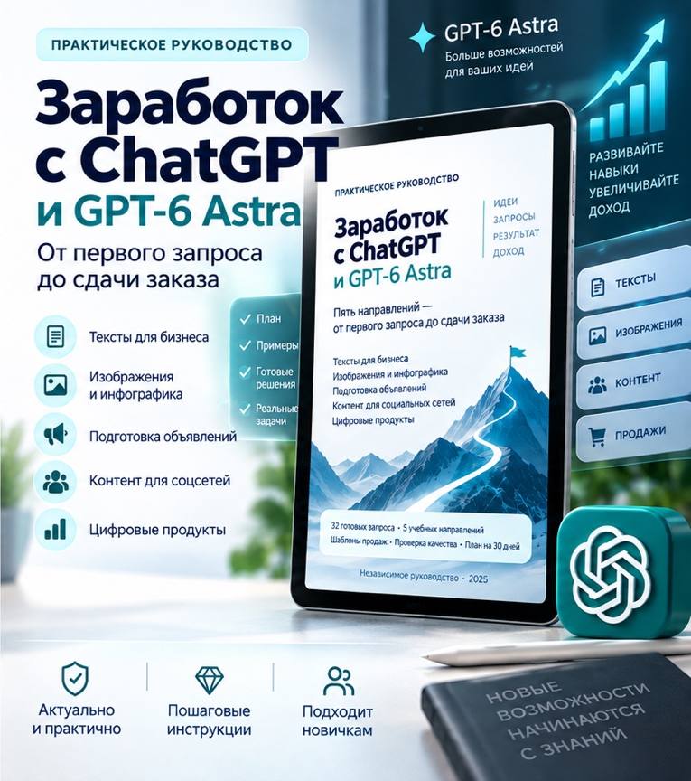Заработок с ChatGPT и GPT-6 Astra — практическое руководство за 30 дней до результата! 🚀