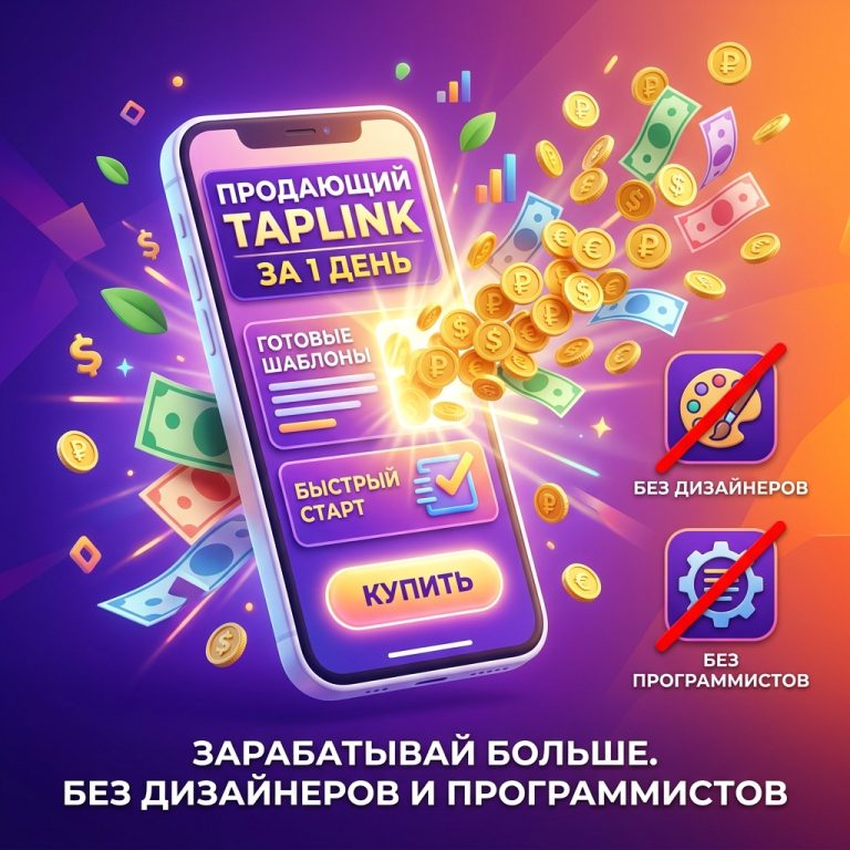 Обложка курса по созданию продающих Taplink