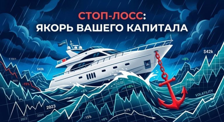 Якорь спасает корабль с графиками от шторма